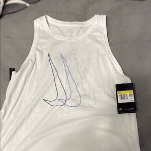 Nike White Tank Top with Black and Purple Accents